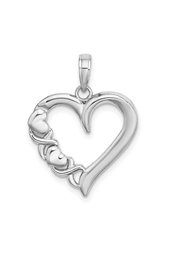 14K White Gold Polished - X- Heart Charm for Women (L-22.13 mm, W-19.2 mm)
