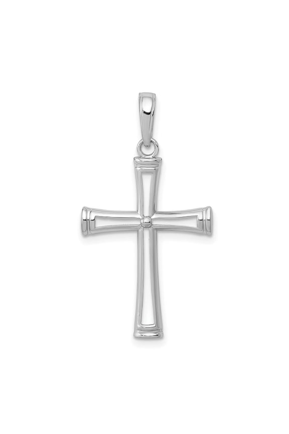 14K White Gold Polished and Cut-Out Cross for Women (L-22.9 mm )
