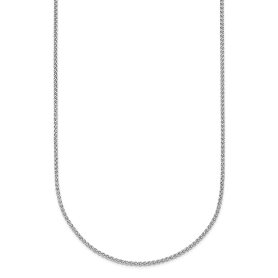 Diamond2Deal 14K White Gold Rhodium-Plated Polished 1.3mm Solid Wheat Chain Necklace for Women 20"
