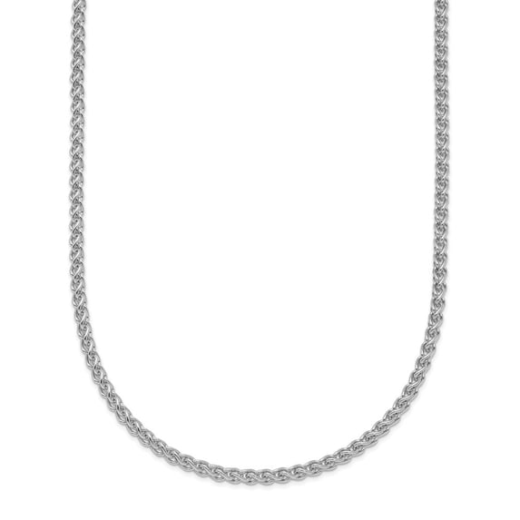 Diamond2Deal 14K White Gold Rhodium-Plated Polished 2.1mm Solid Spiga Chain Necklace for Women 20"