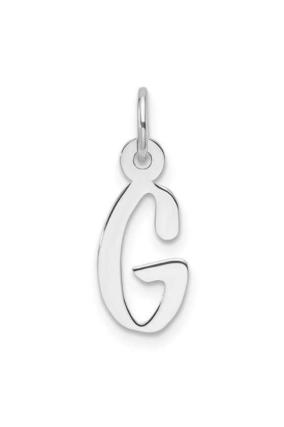 14K White Gold Slanted Block Letter G Initial Charm for Women (L-18.7 mm, W-7 mm)