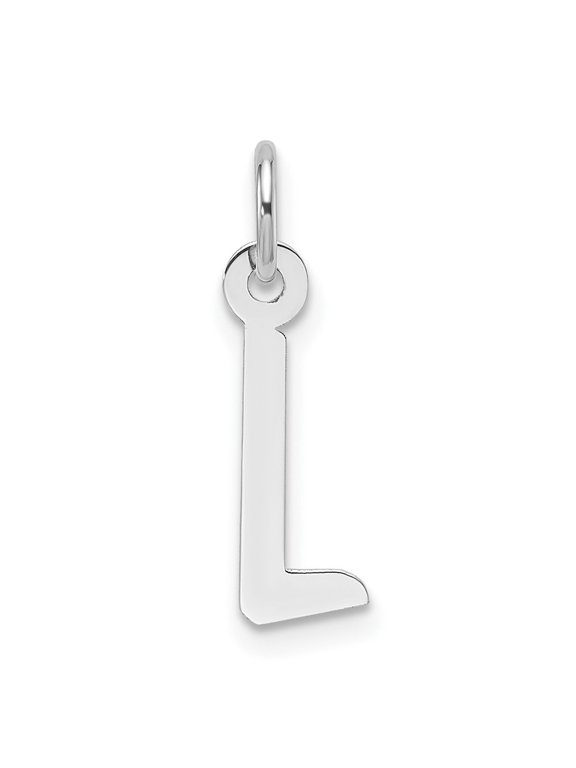 14K White Gold Slanted Block Letter L Initial Charm