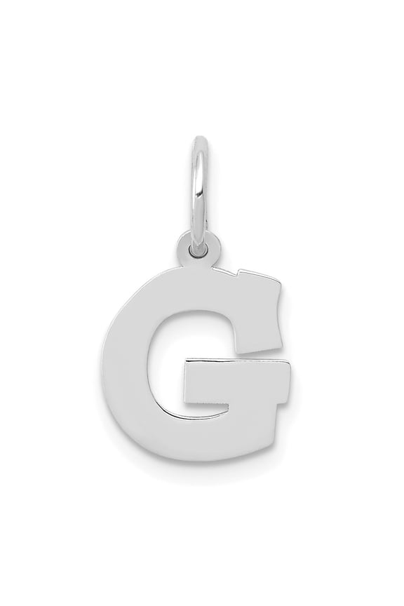 14K White Gold Small Block Letter G Initial Charm