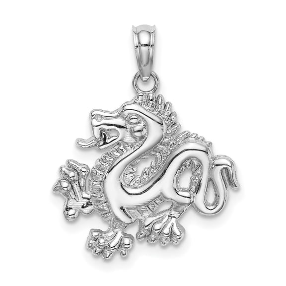 Diamond2Deal 14K White Gold Small Dragon Charm