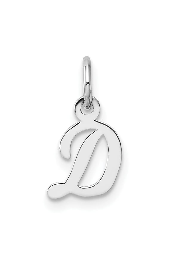 14K White Gold Small Script Letter D Initial Charm