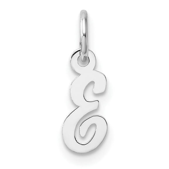 Diamond2Deal 14K White Gold Small Script Letter E Initial Charm