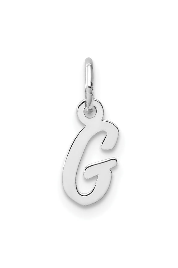 14K White Gold Small Script Letter G Initial Charm