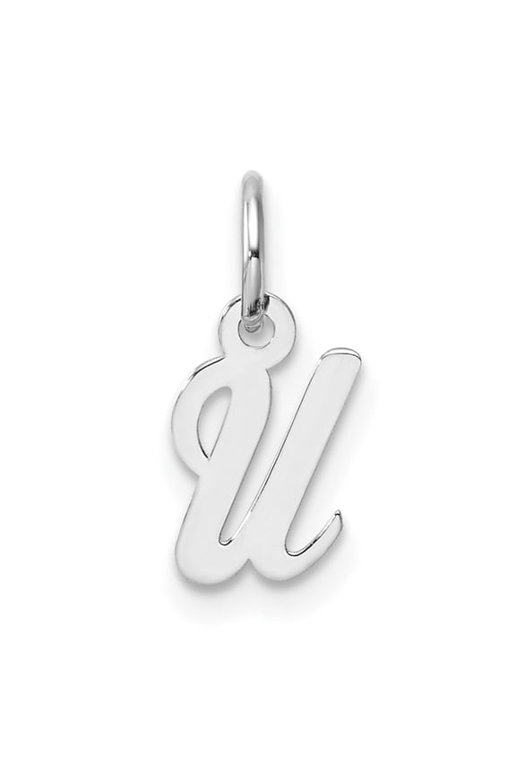 14K White Gold Small Script Letter U Initial Charm