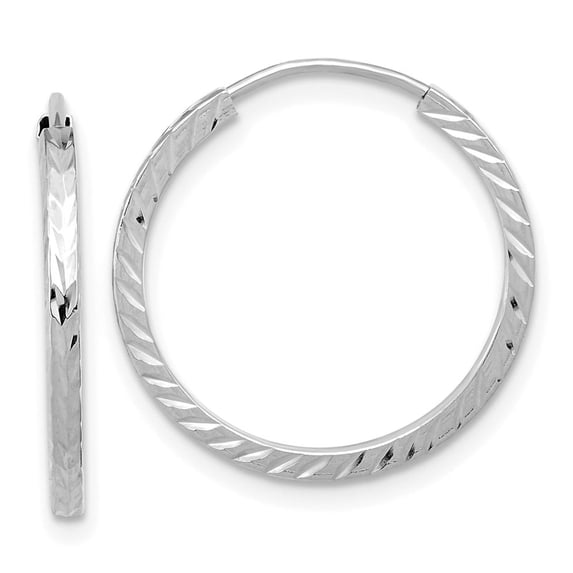 Diamond2Deal 14K White Gold Square Tube Endless Hoop Earrings for Women (L- 0.79 inch, W- 0.79 inch)