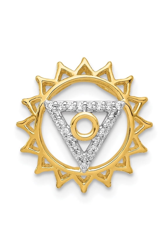 14K Yellow Gold 1/10 carat Diamond Vishuddha/Throat Chakra Chain Slide