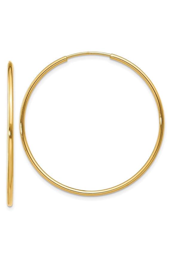 Diamond2Deal 14K Yellow Gold 1.20mm Endless Hoop Earring for Women (L- 1.19 inch, W- 1.19 inch)