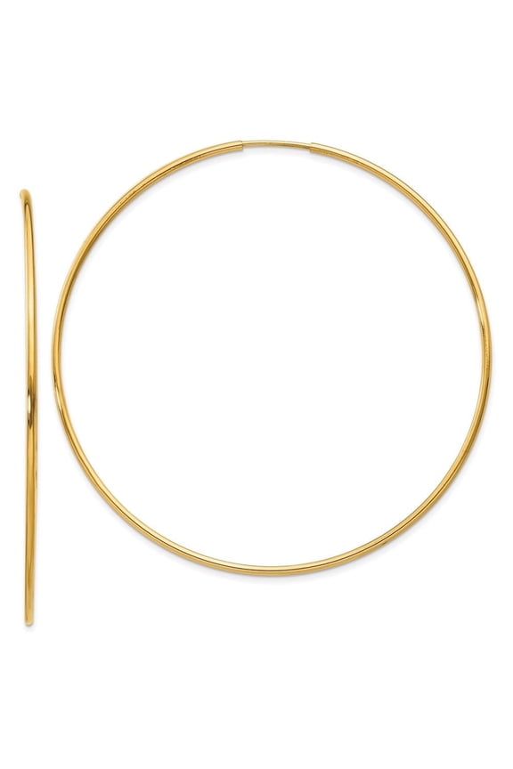 Diamond2Deal 14K Yellow Gold 1.20mm Endless Hoop Earring for Women (L- 2.17 inch, W- 2.17 inch)
