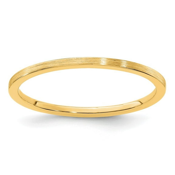 Diamond2Deal 14K Yellow Gold 1.2mm Flat Satin Stackable Band Ring for Women Size 5