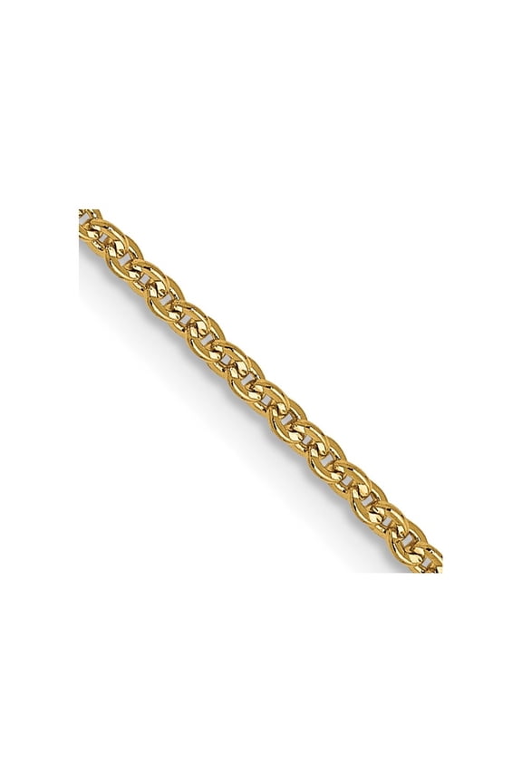 14K Yellow Gold 1.4mm Flat Cable Chain Necklace for Women 16"