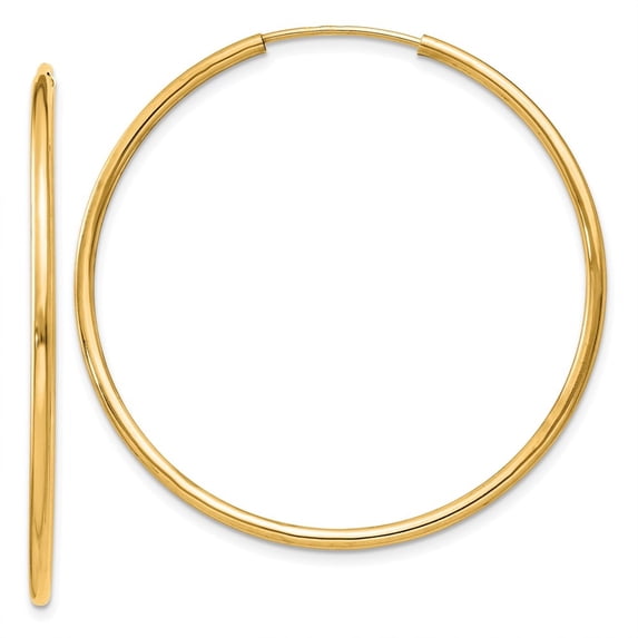 Diamond2Deal 14K Yellow Gold Round Endless Hoop Earrings for Women (L- 1.48 inch, W- 1.5 inch)