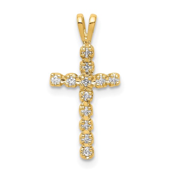 Diamond2Deal 14K Yellow Gold 1/8 carat AA Diamond Latin Cross Pendant