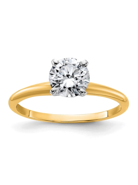 14K Yellow Gold 1 Ct Round Cut Moissanite Solitaire Ring