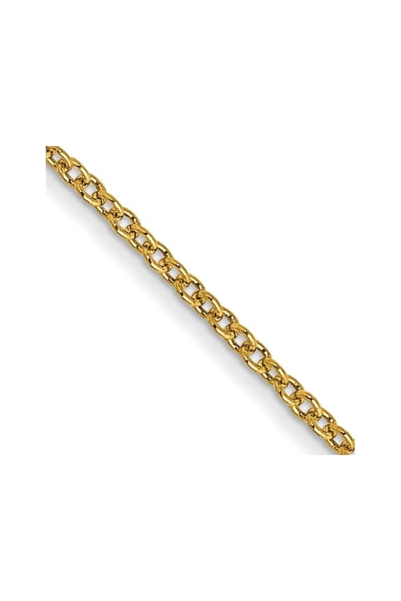 14K Yellow Gold 1 mm Round Open Link Cable Chain Necklace for Women 22"