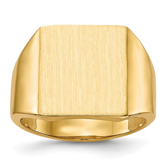 Diamond2Deal 14K Yellow Gold 15.0x13.5mm Open Back Signet Ring for Men Size 10