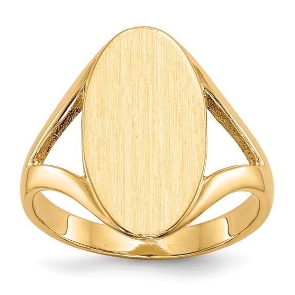 Diamond2Deal Mother's Day Gift 14K Yellow Gold 16.5x9.0mm Closed Back Signet Ring for Women Size 6