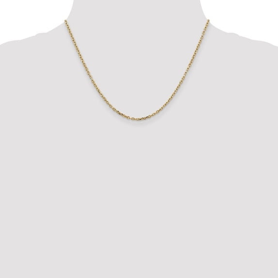 Diamond2Deal 14K Yellow Gold 2.2mm Diamond-Cut Round Open Link Cable Chain Necklace for Women 18"