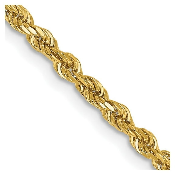 Diamond2Deal 14K Yellow Gold 2.5mm Diamond-Cut Rope Chain Necklace for Men 30"