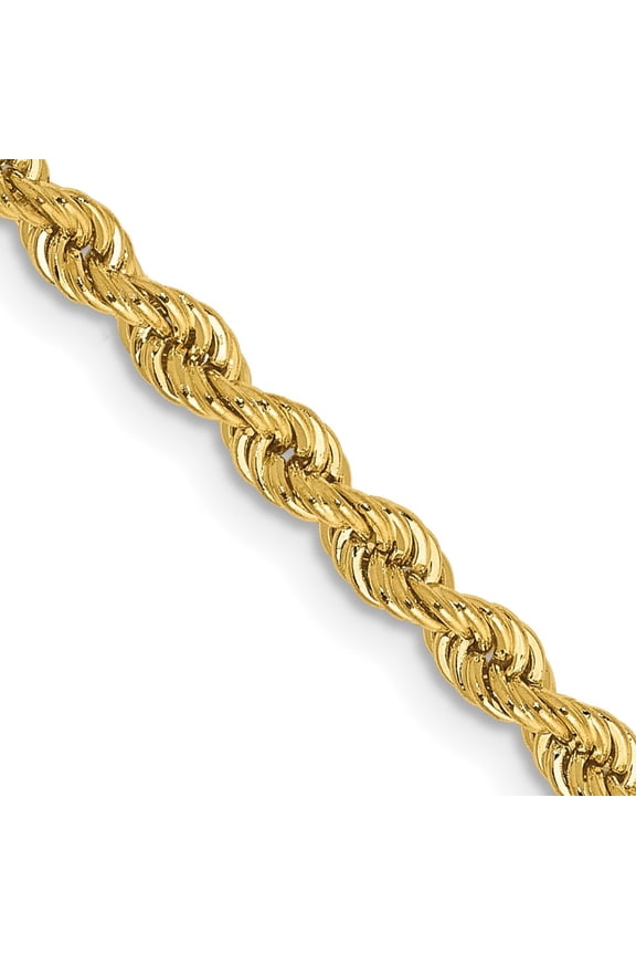 14K Yellow Gold 2.75 mm Regular Rope Chain Necklace for Women 30"
