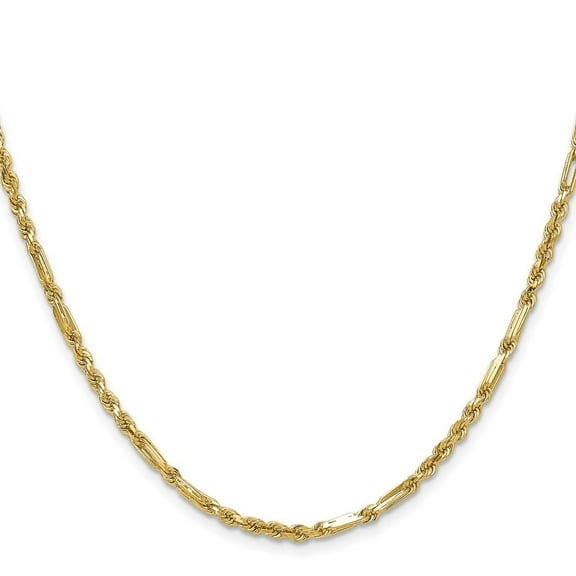 Diamond2Deal 14K Yellow Gold 2.75mm Diamond-Cut Milano Rope Chain Necklace for Women 16"