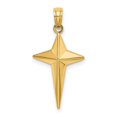thumbnail image 1 of Diamond2Deal 14K Yellow Gold 2-D Triangle Tipped Cross Charm Pendant for Women (L- 0.98 in), 1 of 4