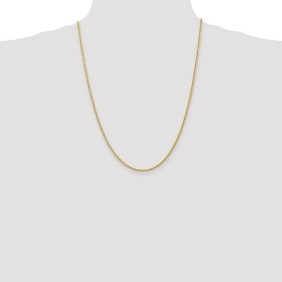 Diamond2Deal 14K Yellow Gold 2mm Semi-Solid Wheat Chain Necklace for Women 24"