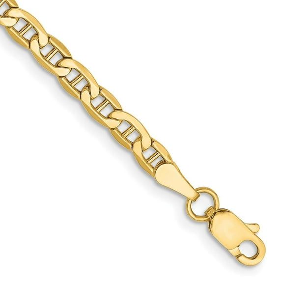 Diamond2Deal 14K Yellow Gold 3.2mm Semi-Solid Anchor Chain Bracelet for Men 7"