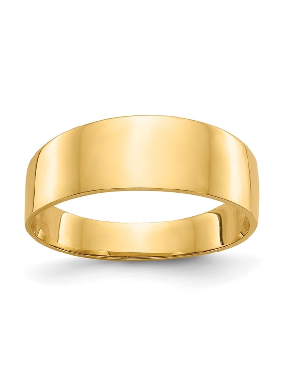Diamond2Deal 14K Yellow Gold 3-6mm Flat-top Tapered Cigar Band Ring for Women Size 7