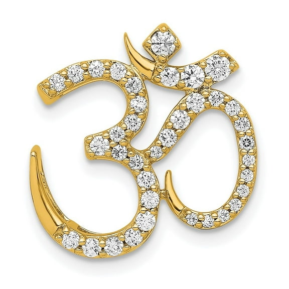 Diamond2Deal 14K Yellow Gold 3/8 carat Diamond Om Symbol Chain Slide