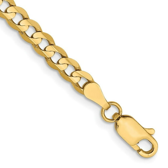 Diamond2Deal 14K Yellow Gold 3.8mm Open Concave Curb Chain Bracelet for Men 8"