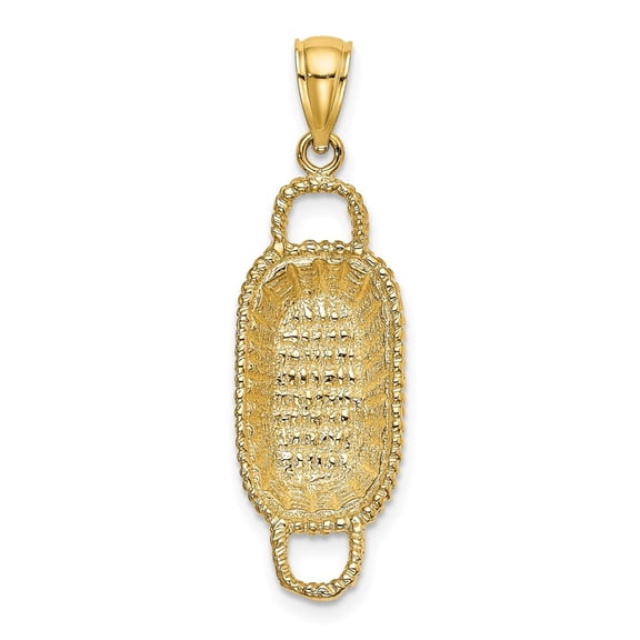 Diamond2Deal 14K Yellow Gold 3-D 2 Handles Rectangular Basket Pendant for Women