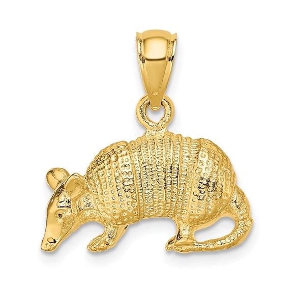 Diamond2Deal 14K Yellow Gold 3-D Armadillo Charm Pendant for Women (L- 0.72 in, W- 0.71 in)