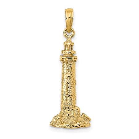Diamond2Deal 14K Yellow Gold 3-D Fenwick Island Lighthouse, De Pendant for Women