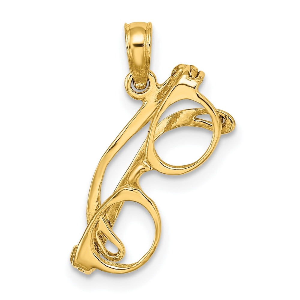Moveable Spectacles Diamond2Deal 14K Yellow Gold 3 D Glasses with Moveable Sides Charm ...