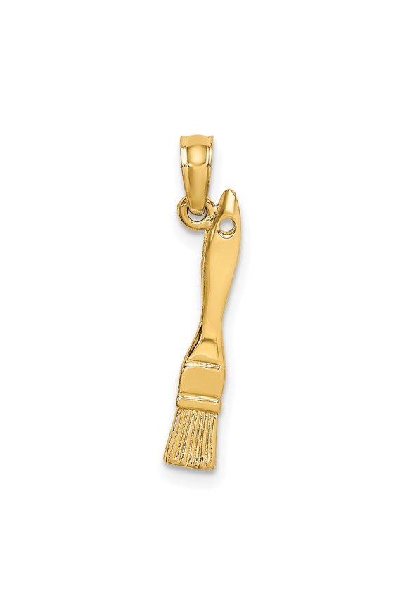 14K Yellow Gold 3-D Paint Brush Charm Pendant for Women (L- 0.8 in, W- 0.15 in)