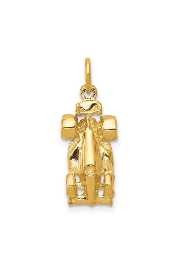 Diamond2Deal 14K Yellow Gold 3-D Race Car Charm Pendant for Men (L- 0.87 inch, W- 0.4 inch)
