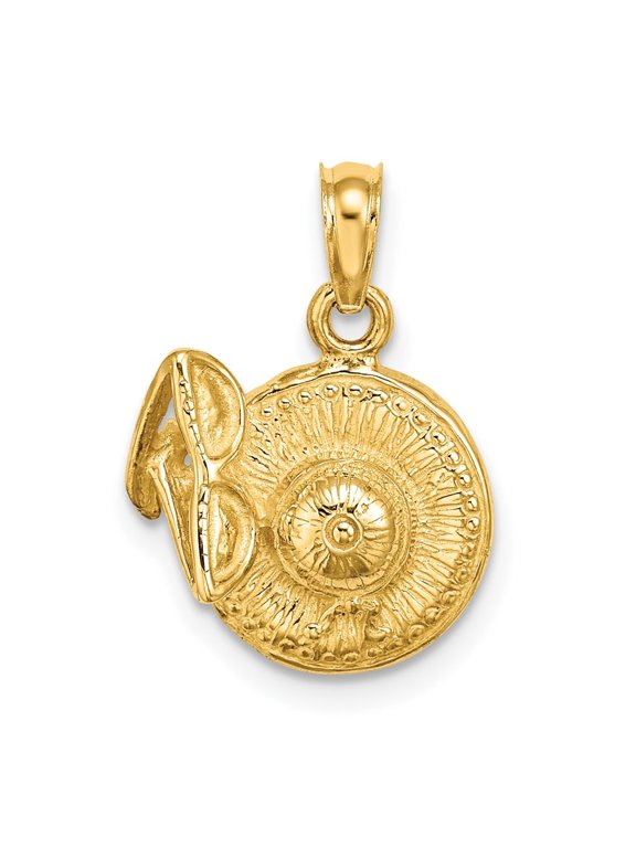 14K Yellow Gold 3-D Sunhat with Sunglasses Pendant for Women (L- 0.47 in, W- 1.22 in)