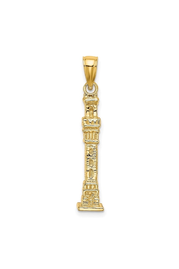14K Yellow Gold 3D Pilgrim Memorial Monument Pendant for Women (L- 1.23 in, W- 0.23 in)