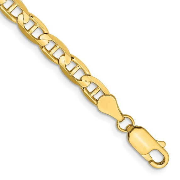 Diamond2Deal 14K Yellow Gold 4.5mm Concave Anchor Chain Bracelet for Men 7"