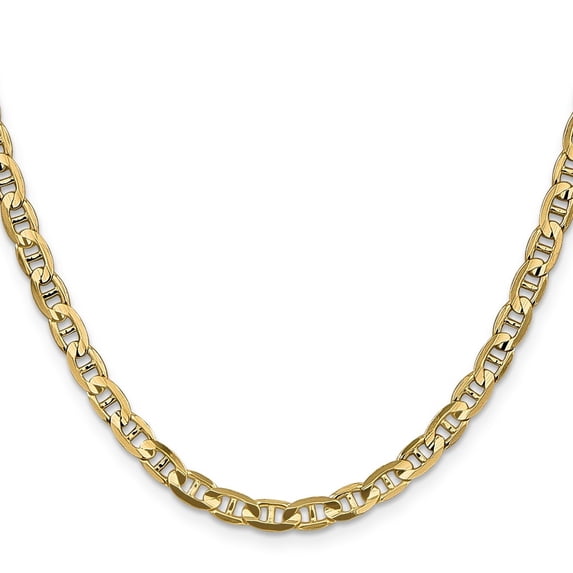 Diamond2Deal 14K Yellow Gold 4.5mm Concave Anchor Chain Necklace for Men 18"