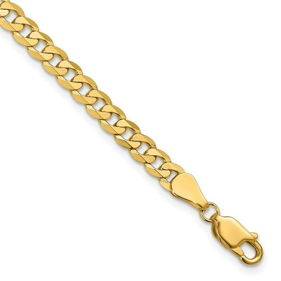 Diamond2Deal 14K Yellow Gold 4.75mm Flat Beveled Curb Chain Bracelet for Men 7"