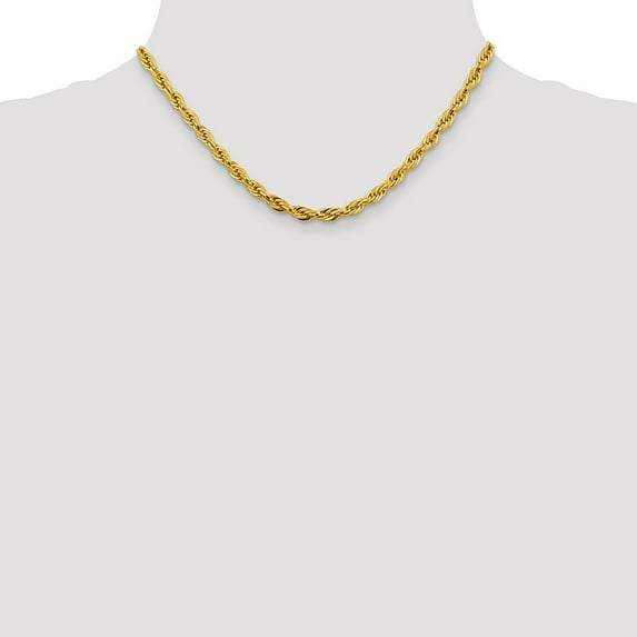 Diamond2Deal 14K Yellow Gold 4.75mm Semi Solid Rope Chain Necklace for Men 16"