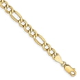 thumbnail image 1 of Diamond2Deal 14K Yellow Gold 5.75mm Semi-Solid Figaro Chain Bracelet for Men 8", 1 of 4