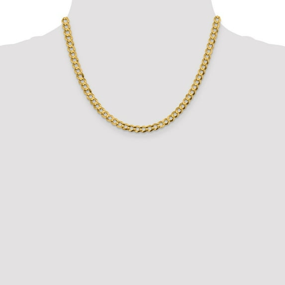 Diamond2Deal 14K Yellow Gold 5.9mm Lightweight Flat Cuban Chain Necklace for Men 18"