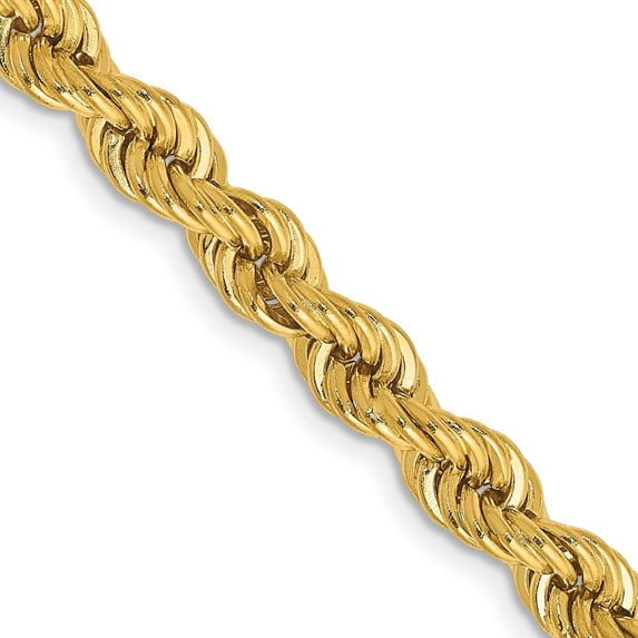 Diamond2Deal 14k Yellow Gold 5mm Regular Rope Chain Necklace for Women 24"