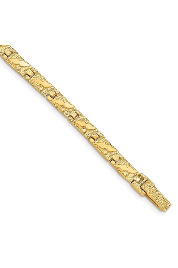 Diamond2Deal 14K Yellow Gold 5mm Nugget Bracelet for Men 7"